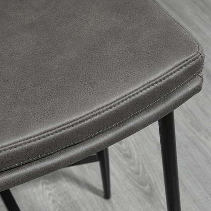 HOMCOM Breakfast Bar Stools Set of 2 Upholstered Barstools w/ Curved Seat Grey
