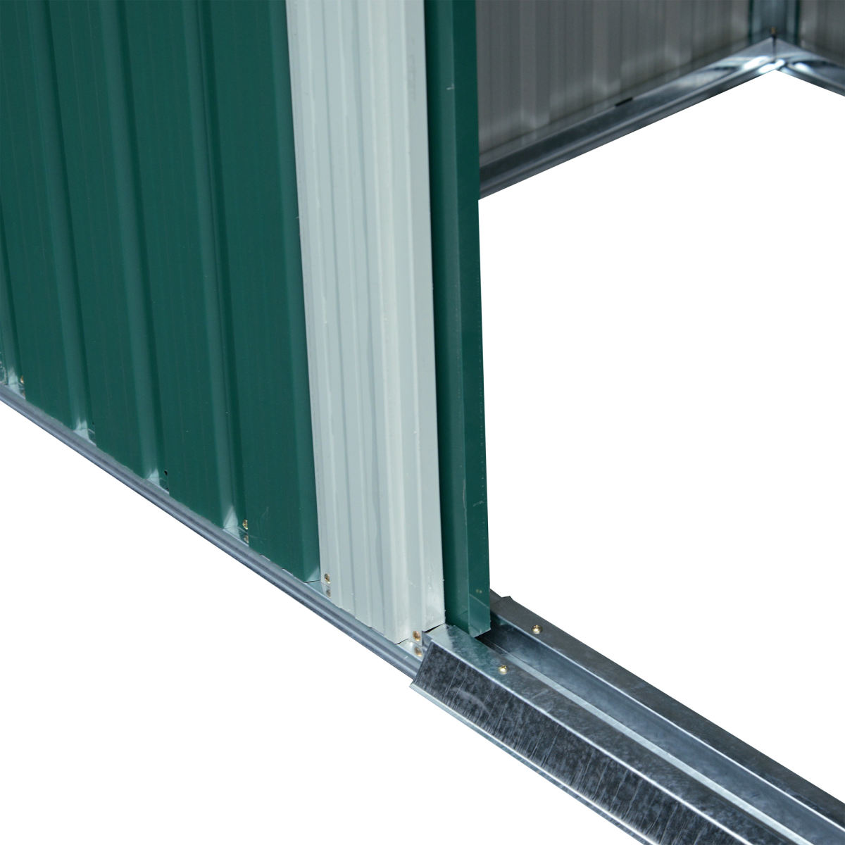 Pent Roofed Metal Shed Foundation Vent 260x133x200cm Sliding Door Green