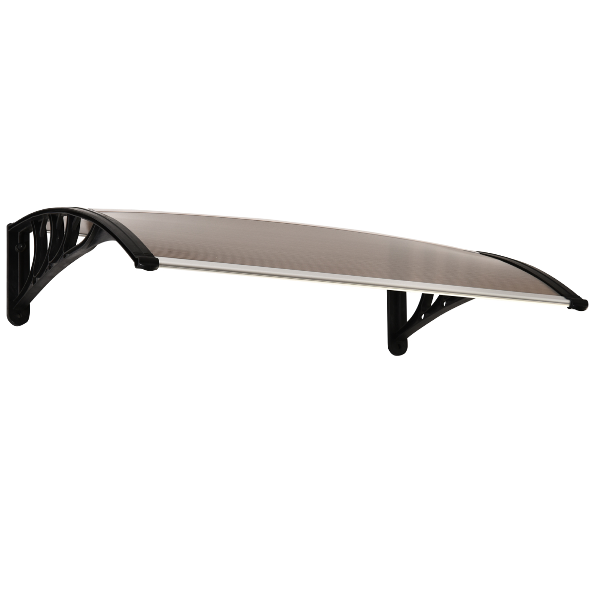 75 L x 120 W x 23 H cm Brown Polycarbonate Curved Awning w/ Black Bracket