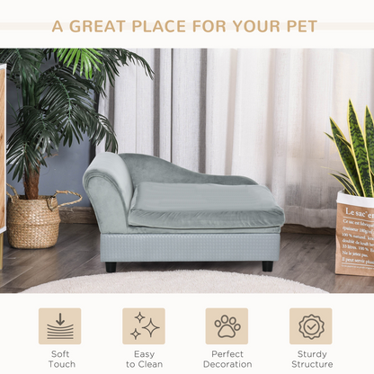 PawHut Pet Sofa Dog Chair Cat Couch w/ Storage, Cushion - Light Blue