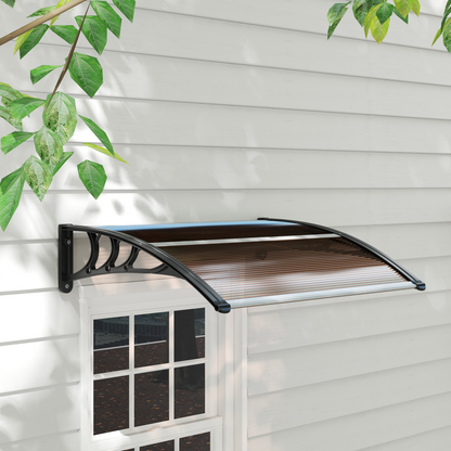 Outsunny Outdoor Window Door Canopy Fixed Awning Porch UV Water Cover Brown