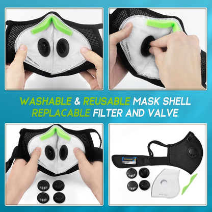 （2Pack）Reusable Half Face Cover Mask w/ Filter Cycling Outdoor Sport Face Mask
