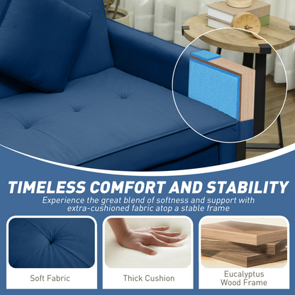 HOMCOM Reversible L-Shaped Sectional Sofa Bed with Cushions, Blue