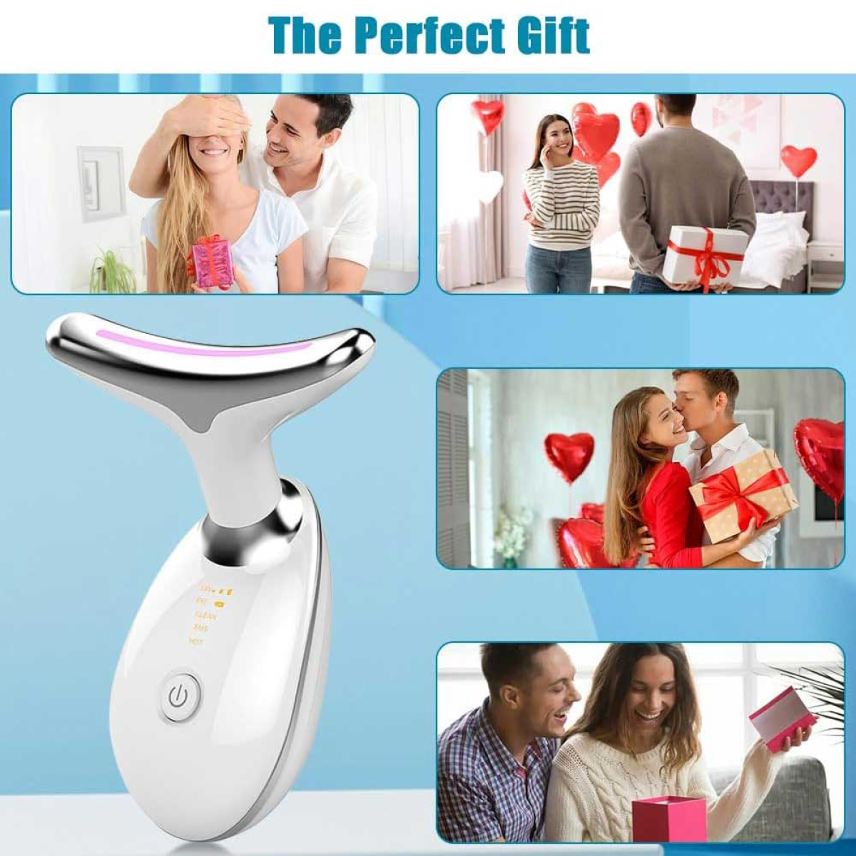 Neck Face Massager Face Sculpting Tool 3 Colour Modes and Vibration for Facial Massager for Double Chin - Black