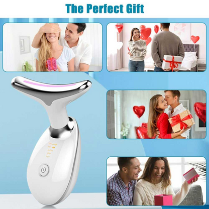 Neck Face Massager Face Sculpting Tool 3 Colour Modes and Vibration for Facial Massager for Double Chin - Black