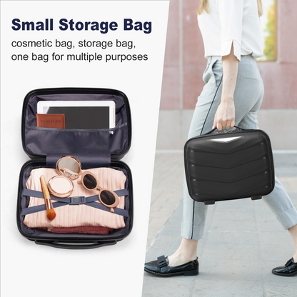 V-striped 3-in-1 PP trolley case 20in 24in 28in PP iron trolley classic color - black (grained pattern)