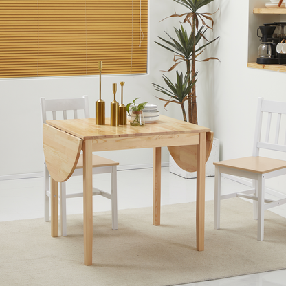 Expandable Pinewood Drop Leaf Dining Table for 4-6 People - Natural Finish