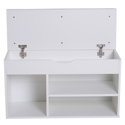 HOMCOM Wooden Shoes Cabinet Bench Hidden Storage Padded Seat Organiser White