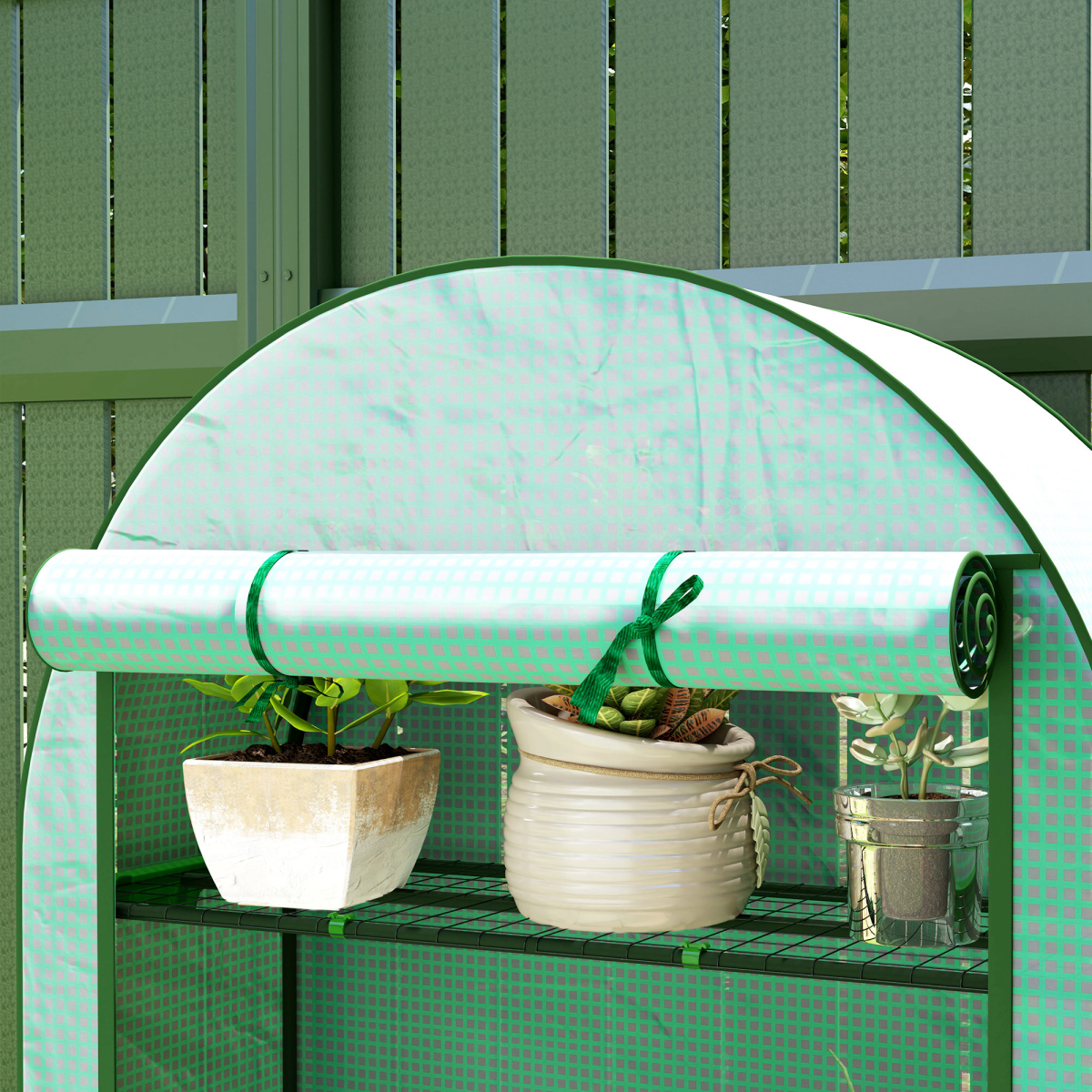 Outsunny 4 Tier Mini Greenhouse with Reinforced PE Cover, Green