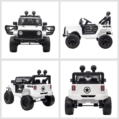 12V Kids Electric Ride On Car Truck Off-road Toy Remote Control White HOMCOM
