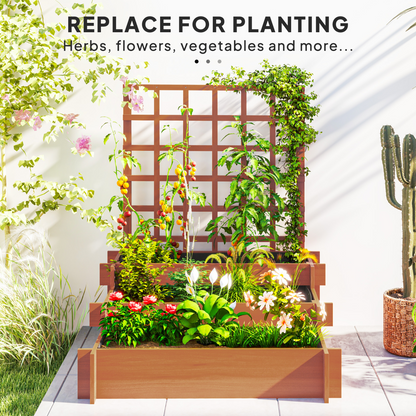 Climbing Plant Trellis with Planters - Durable Fir Wood Garden Feature