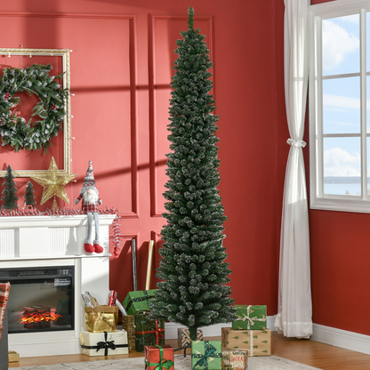 7.5FT Artificial Snow Dipped Christmas Tree Home Decoration Green HOMCOM