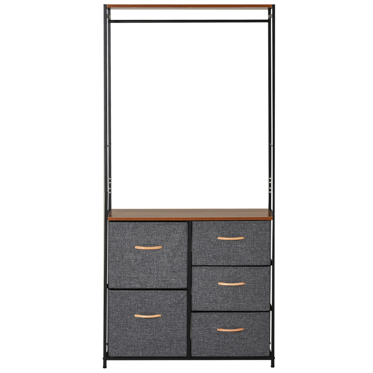 175x83cm Freestanding Clothes Hanger Storage Unit SteelBlack Brown Coat Rack
