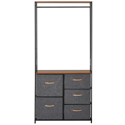 175x83cm Freestanding Clothes Hanger Storage Unit SteelBlack Brown Coat Rack