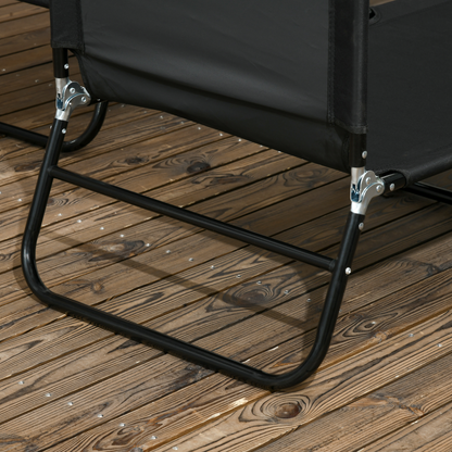 Outsunny  Folding Sun Loungers Set of 2 with Adjustable Backrest, Black