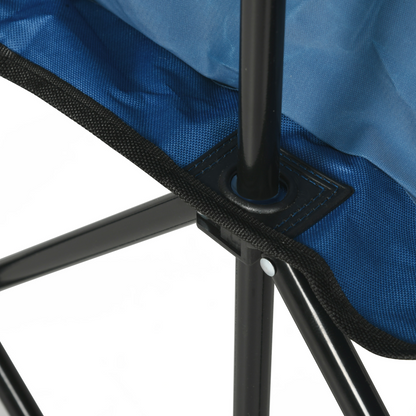 Outsunny 6 Seat Folding Bench Multi Deck Chair Cup Holder Camping Steel Blue