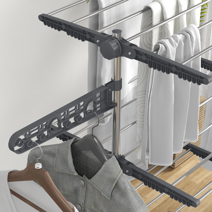 HOMCOM 4-Tier Large Clothes Airer Stainless Steel Clothes Drying Rack Grey
