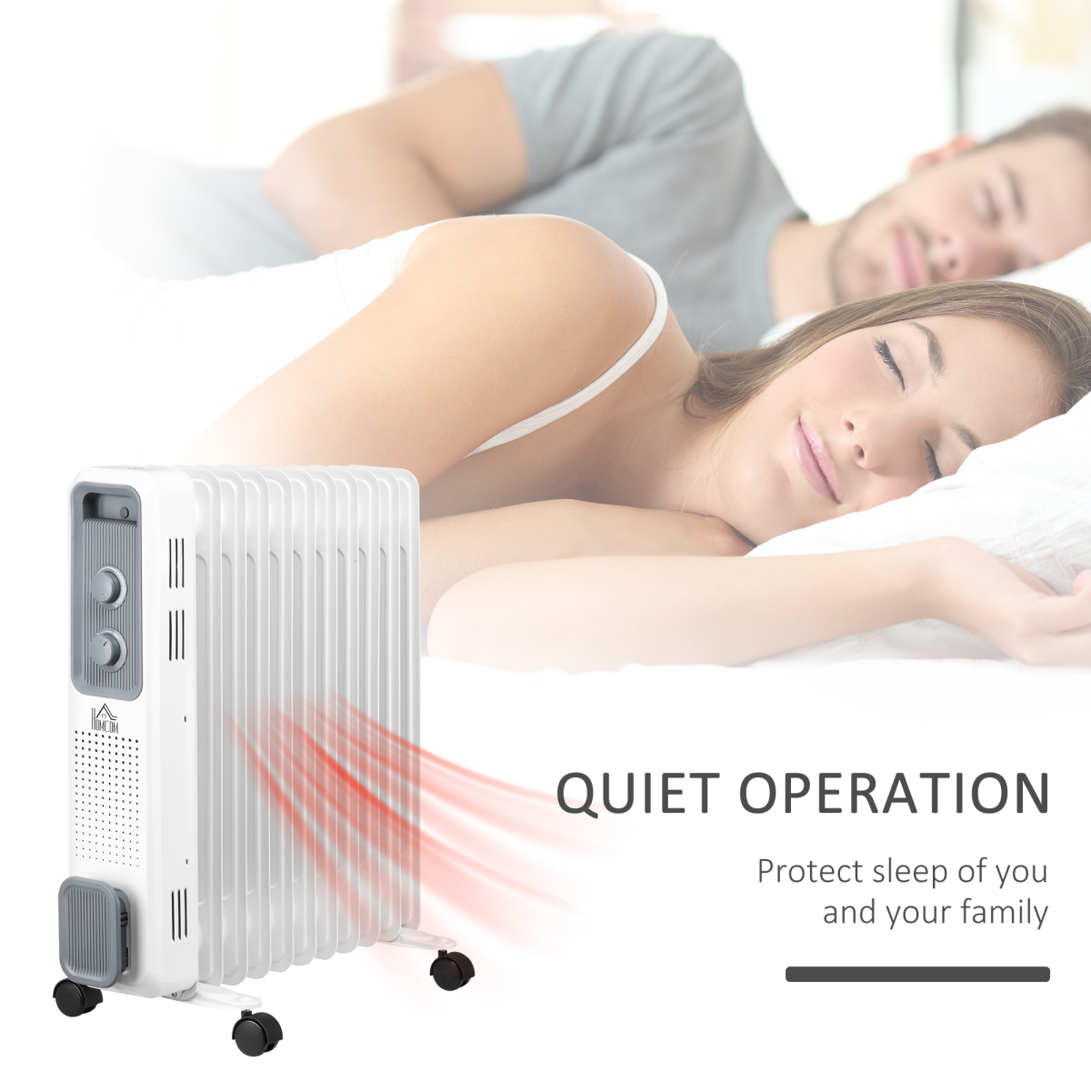 2720W Oil Filled Radiator 3 Heat Settings, Safe Power-Off, 11 Fins