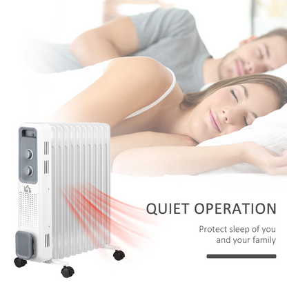 2720W Oil Filled Radiator 3 Heat Settings, Safe Power-Off, 11 Fins