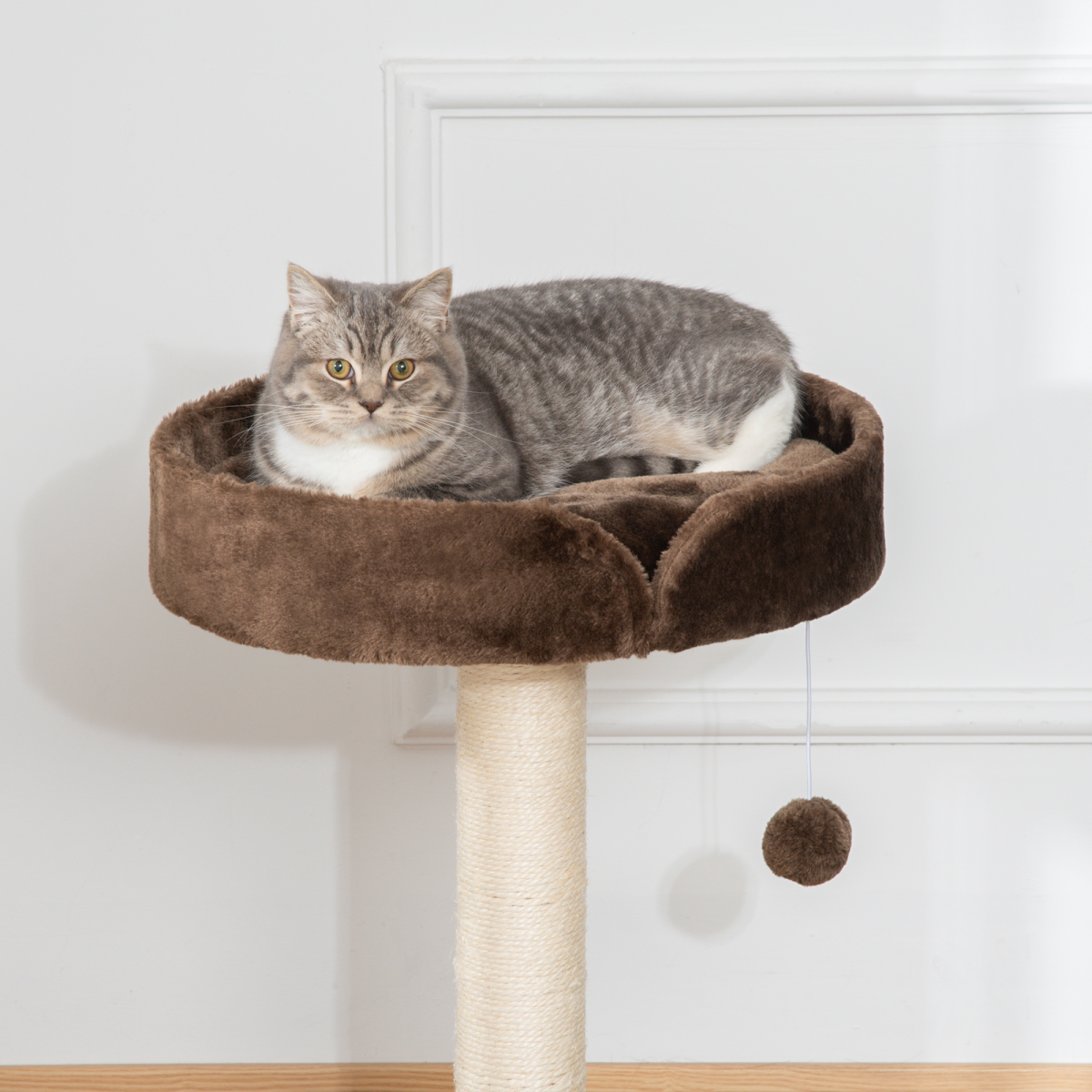 Small Cat Tree for Indoor Cats W/ Sisal Scratching Post Bed Cushion Toy Pawhut