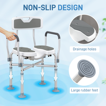 Comfortable Shower Stool with Padded Seat & Aluminium Frame - 136kg Capacity