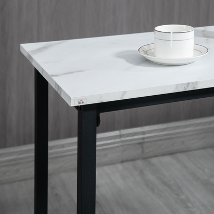 HOMCOM 3 Piece Bar Table Set for 2 with Stools Steel Frame Footrest White