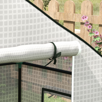 Outsunny PE Greenhouse Cover Replacement with Door and Mesh Windows, White