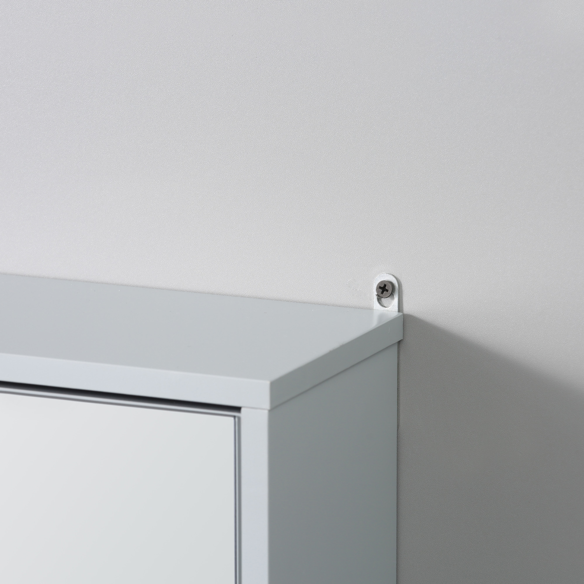 Wall Mounted Mirror Cabinet with Storage Shelf Bathroom Cupboard Grey