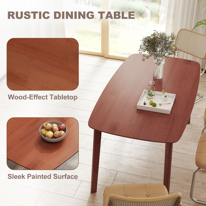 HOMCOM 150 cm Rectangular Dining Table with Solid Wood Frame, Light Brown