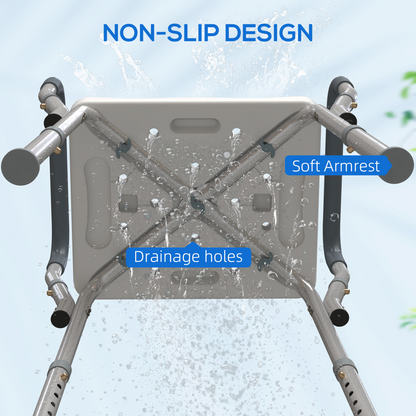 HOMCOM Rust-Free Aluminium Bath Chair with Adjustable Height, Grey