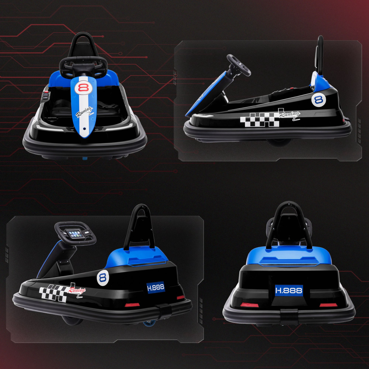 HOMCOM 6V Kids Bumper Car, 360-Degree Rotation Waltzer Car w/ 2 Speeds - Black