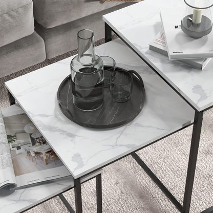 HOMCOM Nesting Coffee Tables Set of 3 Stacking Sofa Side Tables White