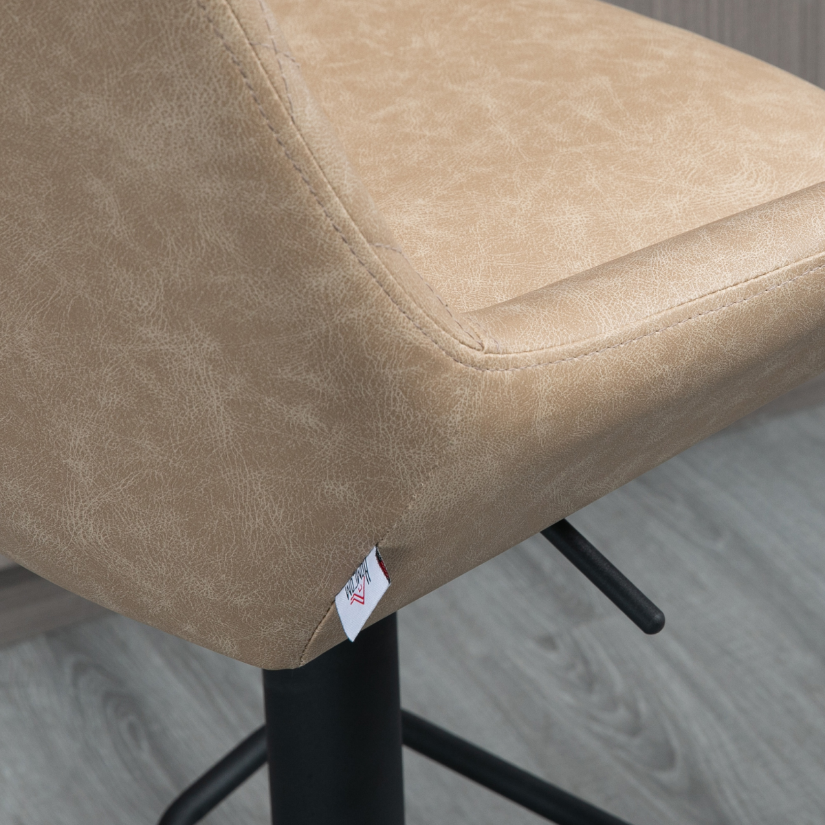 HOMCOM Bar Stools Set of 2, Adjustable Bar Chairs 360° Swivel for Kitchen Khaki
