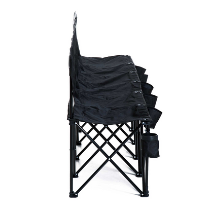 Outsunny 6 Seat Folding Bench Multi Deck Chair Cup Holder Camping Steel Black