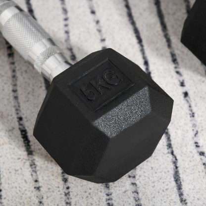 Hexagonal Dumbbells Kit Weight Lifting Exercise for Home Fitness 2x5kg HOMCOM