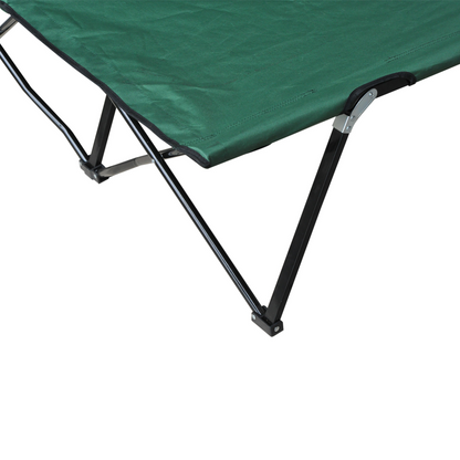 Double Camping Folding Cot Outdoor Portable Sunbed Carry Bag, Green Outsunny
