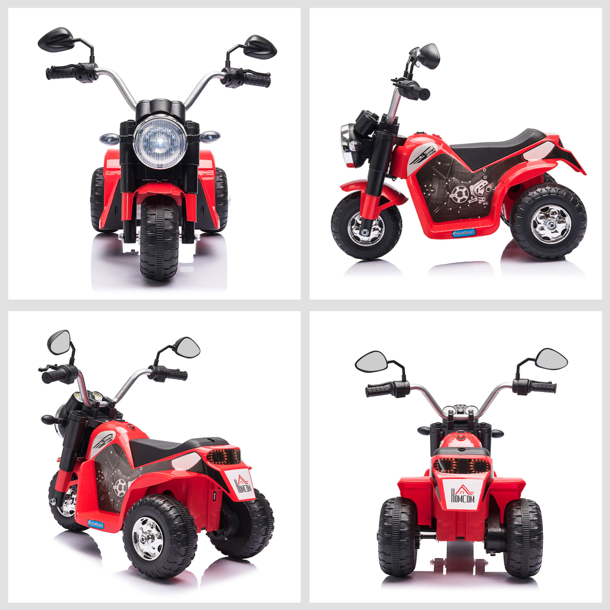 Kids 6V Electric Motorcycle Ride-On Toy Battery 18 - 36 Months Red HOMCOM