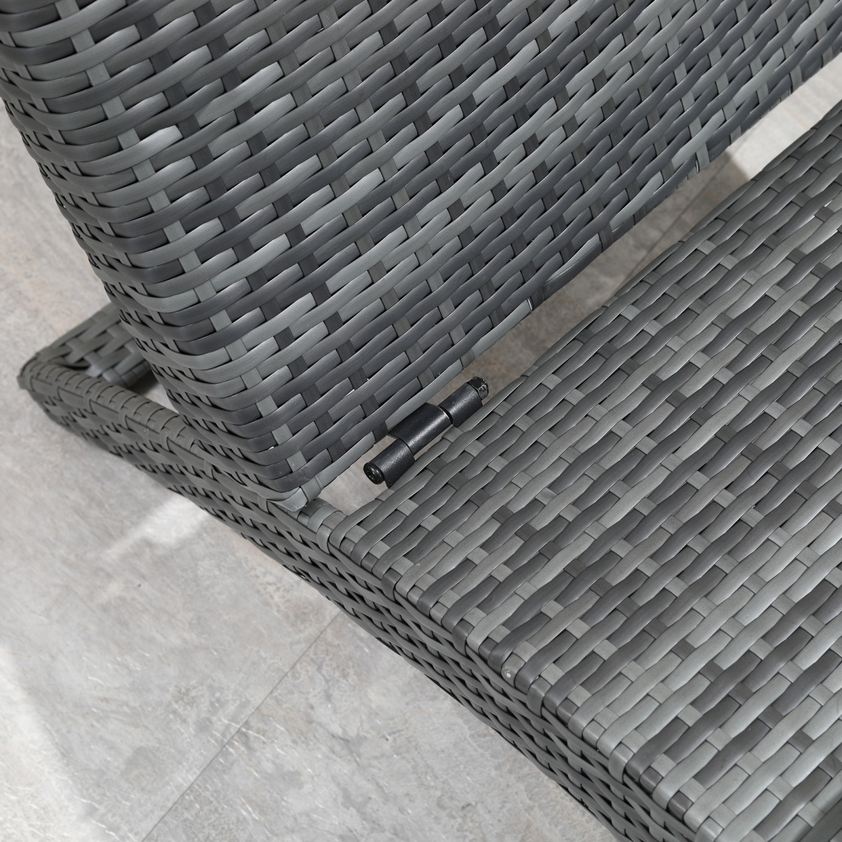 Garden Patio Rattan Wicker Folding Sun Lounger Cushion  Grey