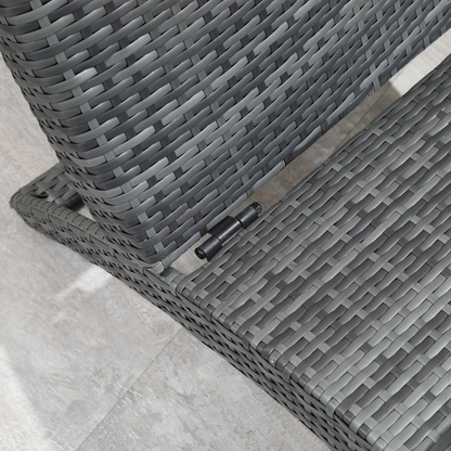 Garden Patio Rattan Wicker Folding Sun Lounger Cushion  Grey