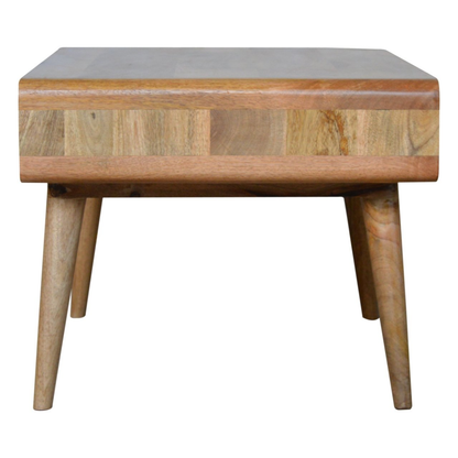 Artisan Furniture Solid Wood Curved Oak-ish Coffee Table, Beige, 2Drawers