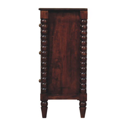 Artisan Furniture Solid Wood Spindle Winewood Chest, 3 Drawers, Brown