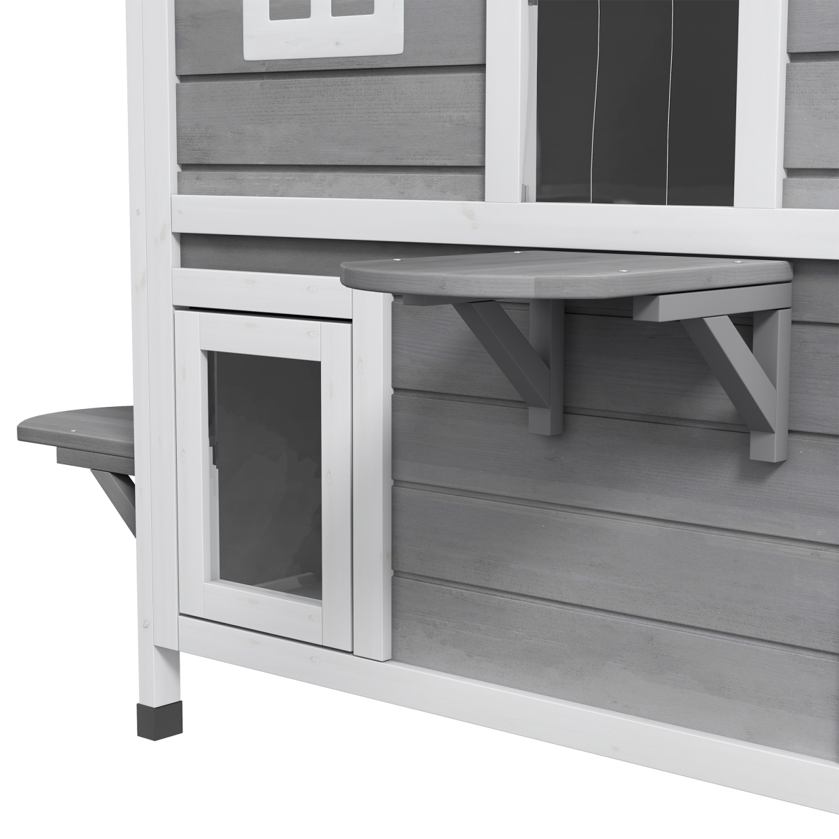 Cat Condo w/ Tons of Room & Openable Roof, Fir Wood, Outdoor/Indoor Catio Grey