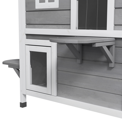 Cat Condo w/ Tons of Room & Openable Roof, Fir Wood, Outdoor/Indoor Catio Grey