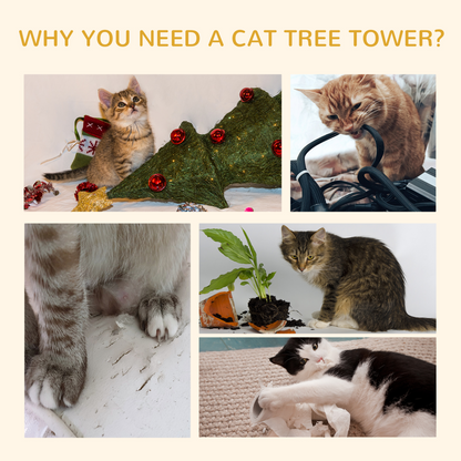 Cat Tree Scratching 5-Tier Kitty Tower  Floor to Ceiling  Adjustable Pawhut