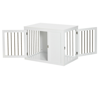 Furniture-Style Dog Crate End Table w/ 2 Doors, for Medium Dogs Pawhut