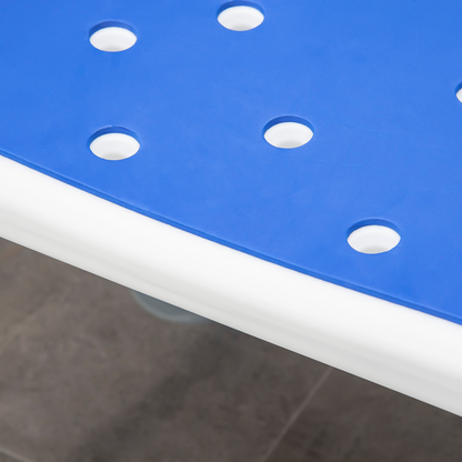 EVA Padded Shower Stool with Back and Arms 4 Suction Foot Pads Blue HOMCOM