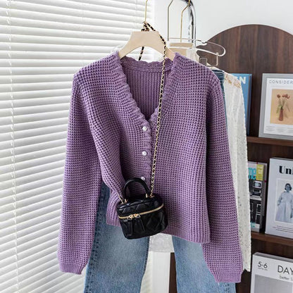 Women's V-neck Outerwear All-match Knitted Cardigan