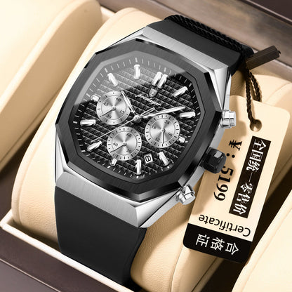 Multifunctional Six-pin Calendar Men's Watch Large Dial