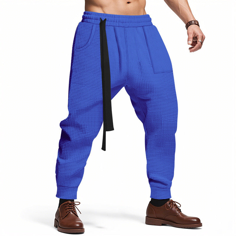 Men's Casual Pants Solid Waffle Male Hip Hop Streetwear Track Pants Joggers Trousers Fashion Harajuku Men Pants