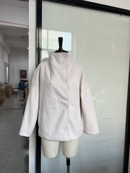 Commuter's All-matching Stand Collar Breasted Woolen Coat